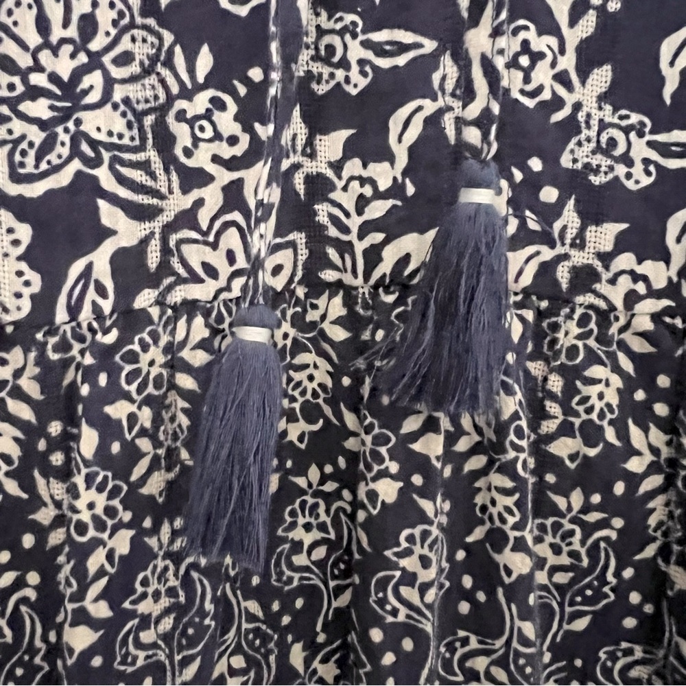 Anthropologie Maeve Carlita Navy Tiered Mixed Floral Cotton Dress NEW - Picture 6 of 16